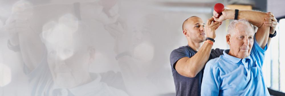 physiotherapy for the elderly, therapist with senior citizen